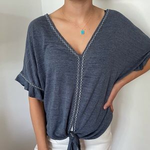 Max Studio Blue V-Neck Blouse